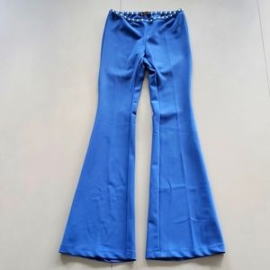 Chic Wide Leg High Rise Blue Pants